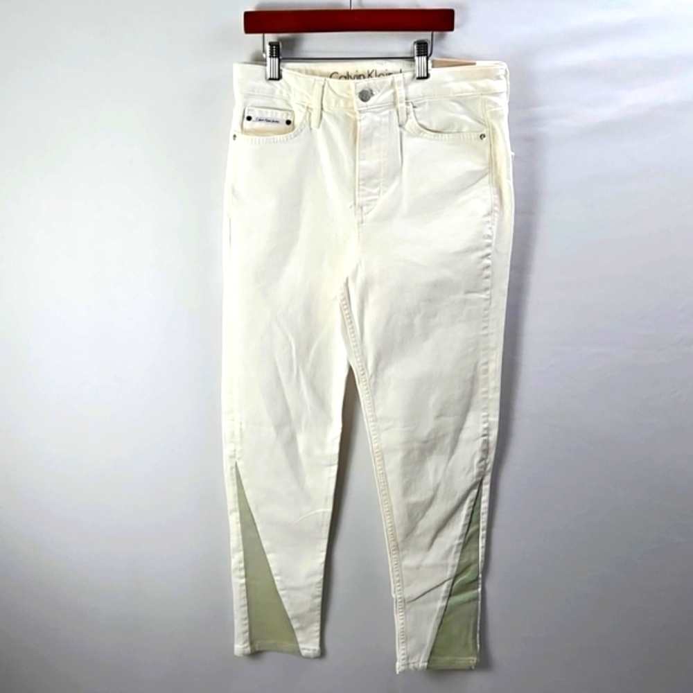Calvin Klein Women's High‎ Rise Ankle Skinny Off White / Cream Jeans Sz 30 - NWT